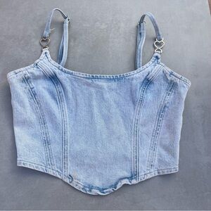 Light Blue Denim Corset Top by Bershka